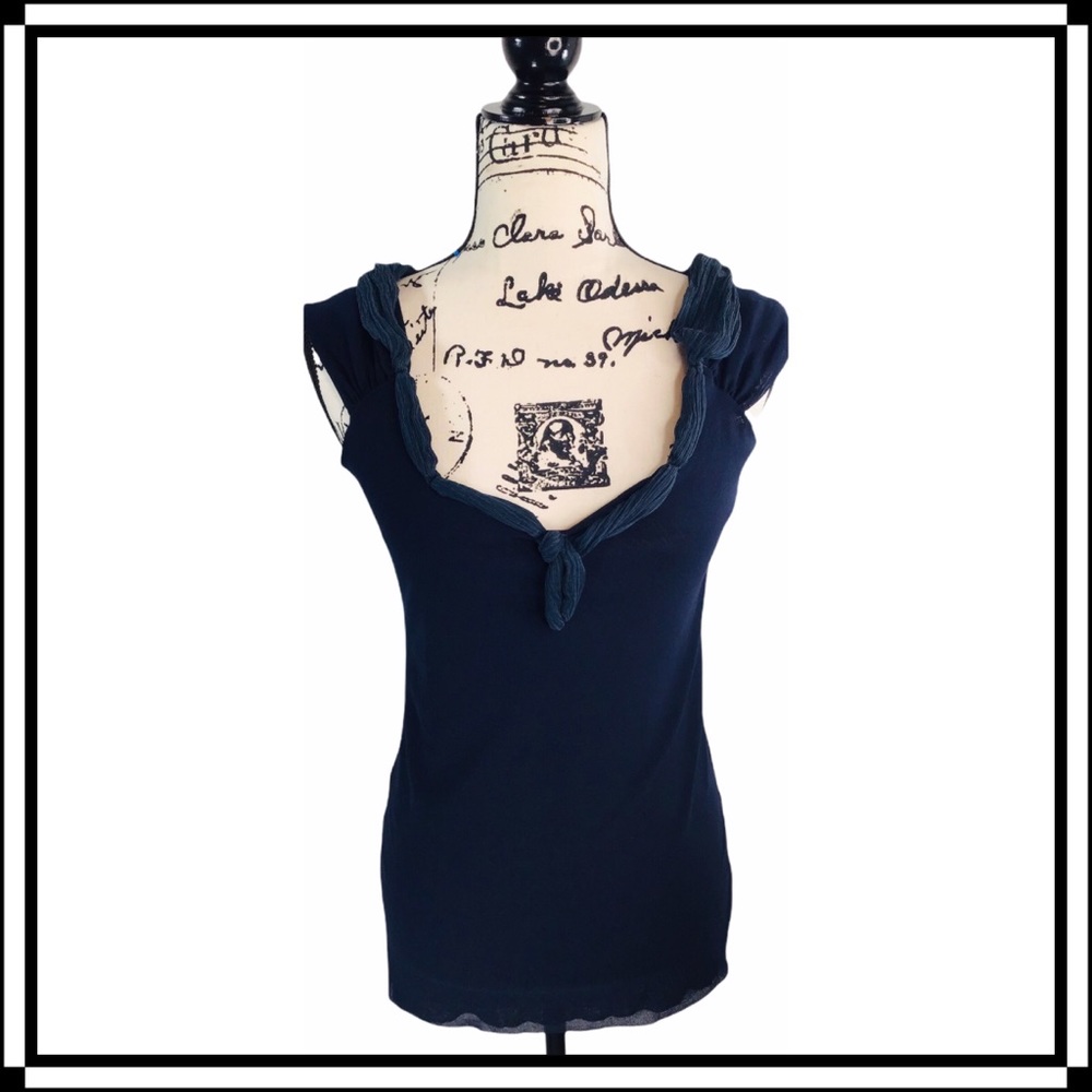 D. Exterior - Italian Made Sleeveless Top with Twisted Raffia Neckline - XL